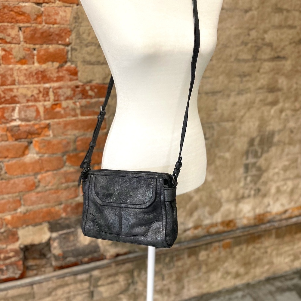 Frye Grey/Black Metallic Crossbody Purse